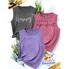 2026New Women's vest3Pieces Happy Freedom Perfectly Imperfect Text-printed Simple, Stylish, Casual, Versatile, Comfortable, Soft, Skin-friendly