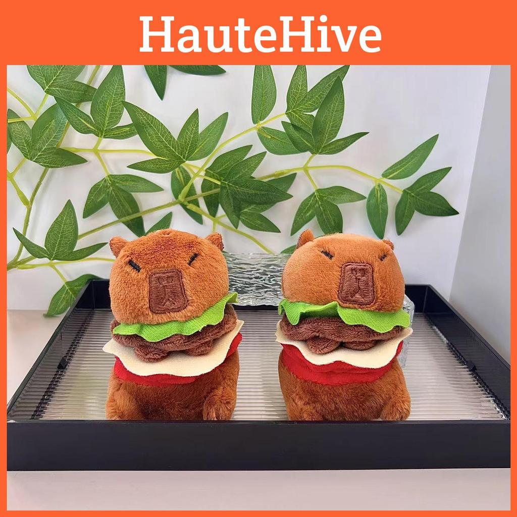 Cute Hamburger Capybara Plush Pendant Keyring Premium Quality For Animal Plush Lovers