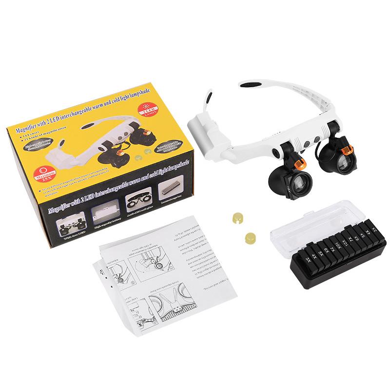 Přenosné oční lupy Lupa Brýle Styl brýlí Lupa na hlavě Lupa 3X 4X 5X 6X 7X 10X s LED světly