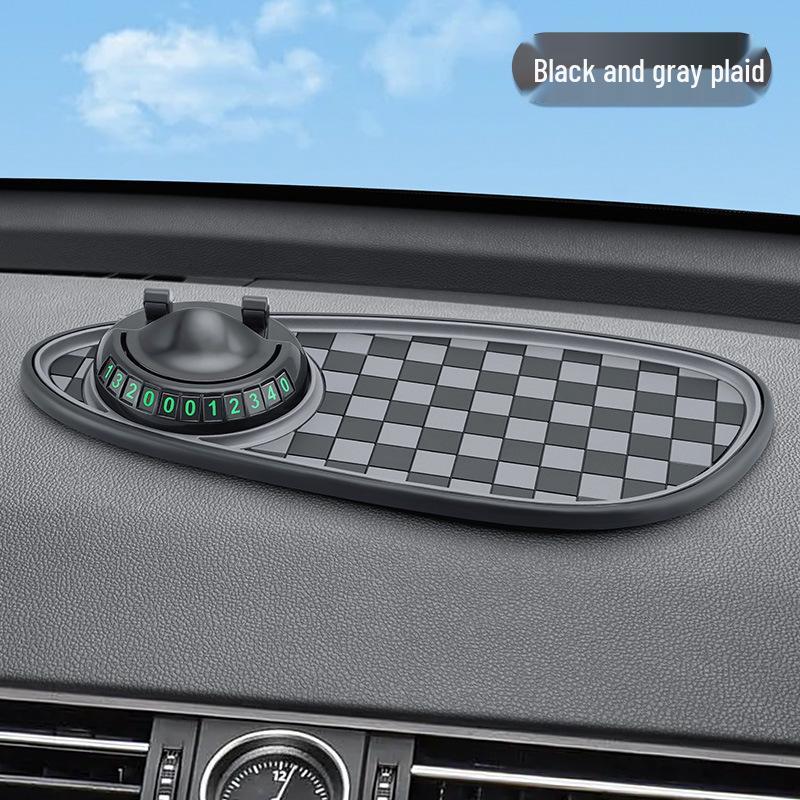 Multi-function Anti-Slip Car Mat with Phone Holder & Parking Number Plate