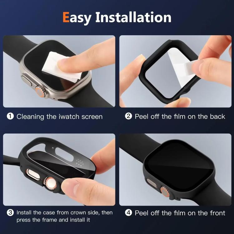 Tempered Glass Integrated PC Watch Case for Apple Watch Series 6/5/4/SE 44mm, Full Surrounded Anti-Fall Protective Cover, Case Only