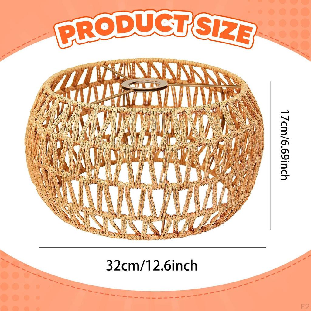 Handwoven Lamp Shade Boho Lampshade Bulb Guard Classic Chandelier Light Fixture Cover for