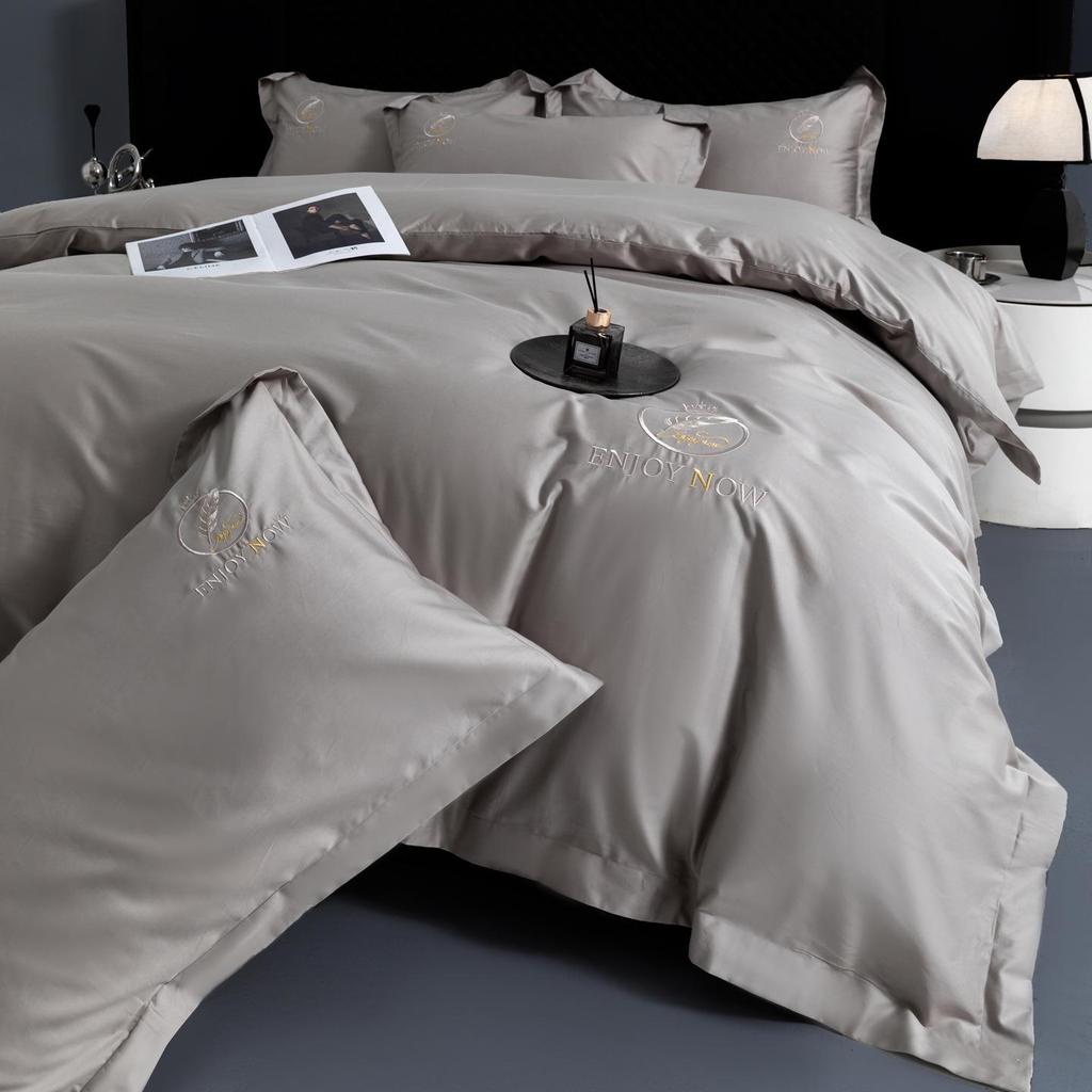 High-End 60s Long-Staple Cotton Embroidered Four-Piece Bedding Set with Duvet Cover & Bed Sheet