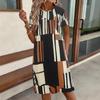 Women's Printed Dress Elegant Fashion Summer Crew-neck Short-sleeved Loose Dress