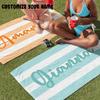 Personalisierbares gestreiftes Strandtuch mit individuellem Namen/Logo Mikrofaserhandtuch Dünn Schnelltrocknend Saugfähig für Strand Schwimmen Yoga Bad Sport