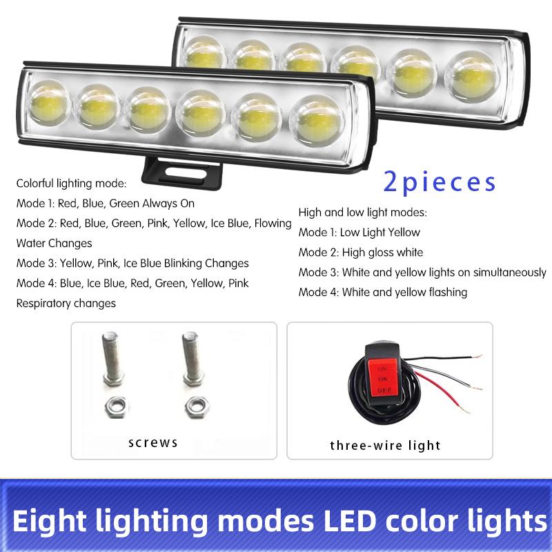 Motorcycle LED Spotlights Headlights 6 Lens Multicolor Lights Driving Light Fog Lamp Motorbike Scooter Running Lamp 12V