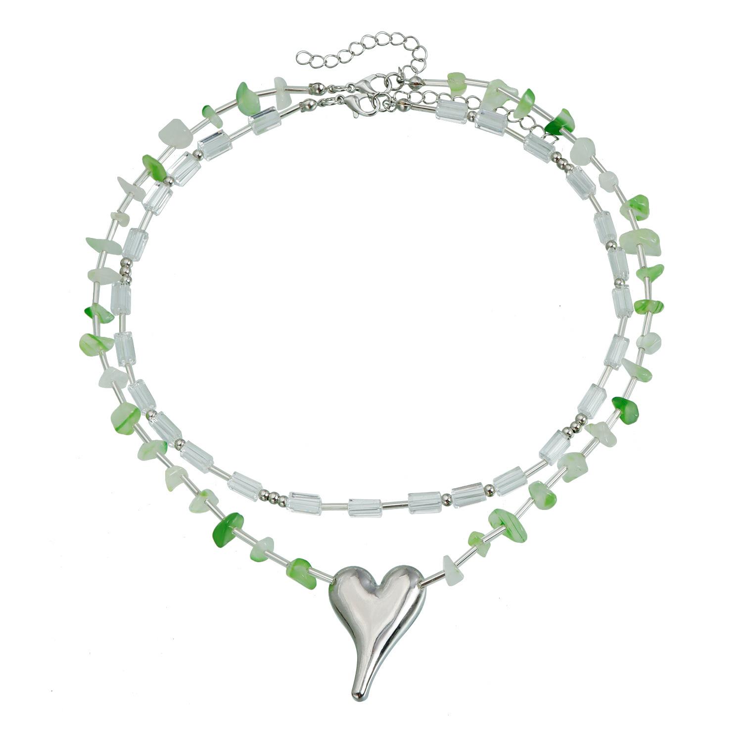 

Ожерелье-подвеска Y2K с персиковым сердцем и каплей воды, цепочка из хрустальных бусин, ювелирные аксессуары