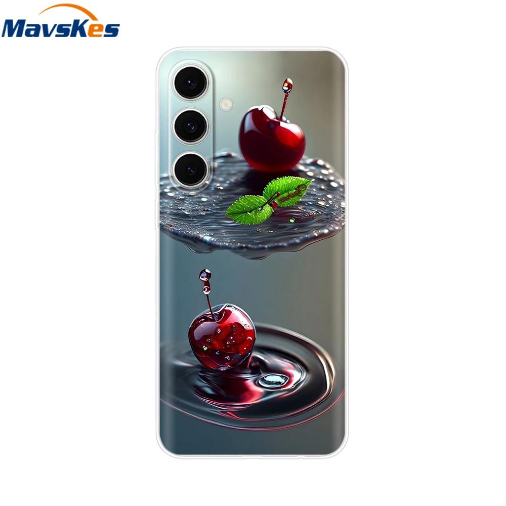 For Samsung S24 FE Case Stylish Flowers Painted Cover Clear Silicone Phone Case for Samsung Galaxy S24 S24FE Soft Shell Fundas
