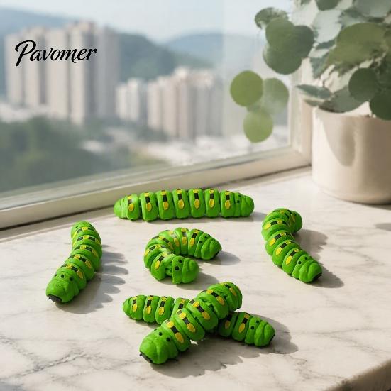 3D Printed Caterpillar Toy 1/5/10Pcs Figurine, Movable Joints Fidget Articulated Toy, Realistic Insect Figure for Stress Relief Educational