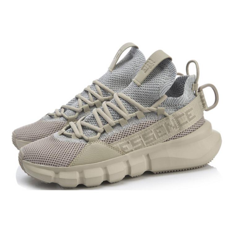 New LiNing Essence Lace Up Breathable Mid Top Vintage Basketball Shoes Men's Gray AGBP009-5