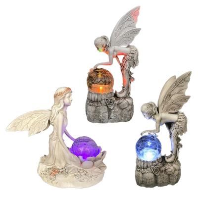 Angel Garden Figurine Outdoor Garden Statue Fairy Garden Figurine with LED Solar Light for Garden Lawn Yard Decoration
