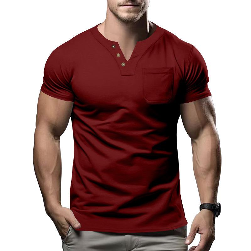 Summer New Short-sleeved Men T Slim Casual Men V-neck Short-sleeved T Shirt
