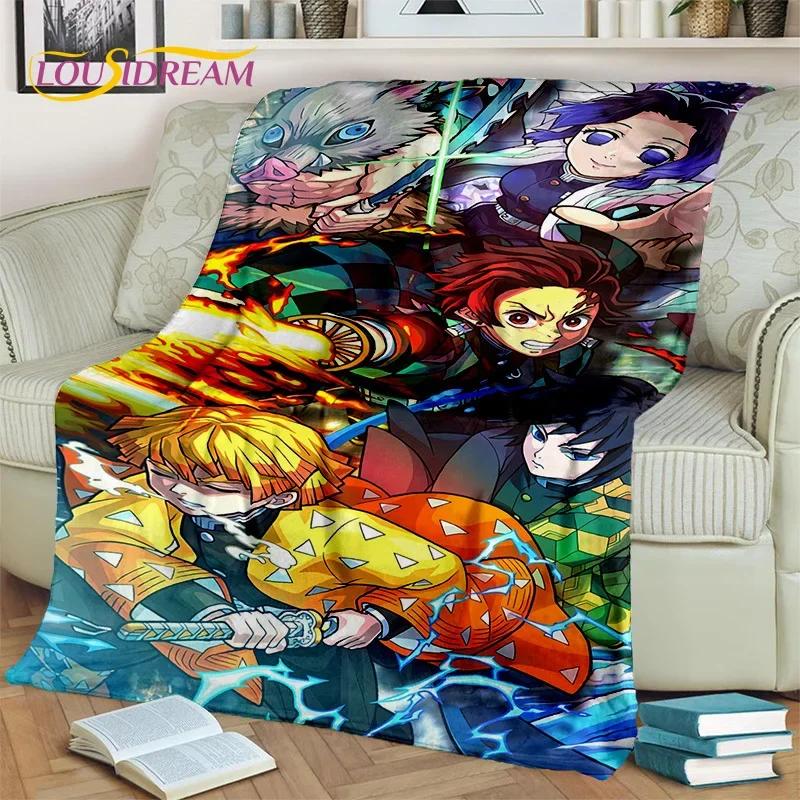 Kamado Nezuko Demon S-Slayer Japan Anime Mykt flanellteppe for senger Soverom Sofa Piknik, Kasteteppe for barn Utendørs Fritid