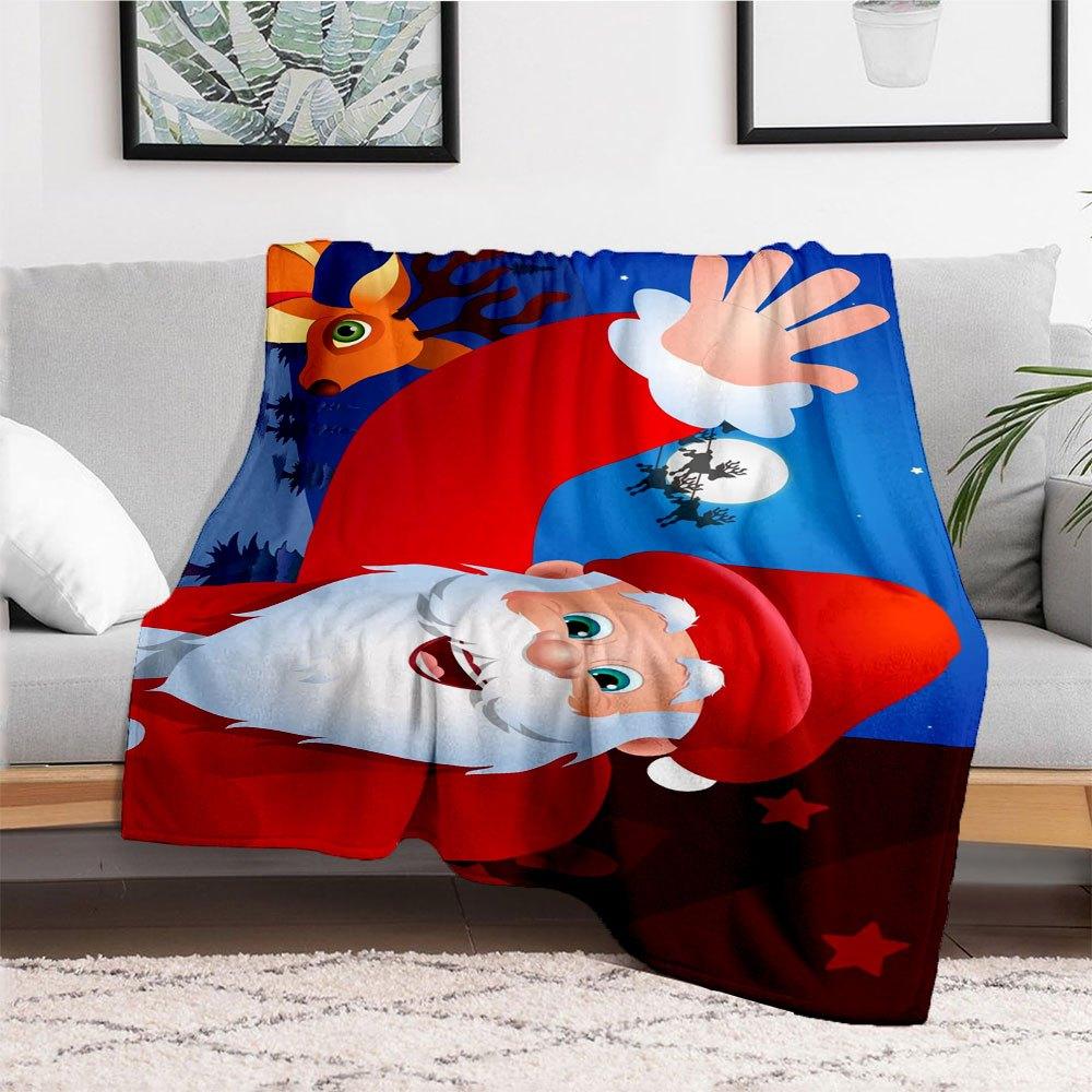 Christmas Santa Claus Phone WallpaperBlanket Flannel Throw Blanket for Sofa, Bed, Travel, Camping, Office, Couch, Chair, And Bed Gift for Ch