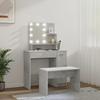 VidaXL Vanity Set with LED Cosmetic Table Makeup Dressing Table Jewelry Table Bedroom Concrete Grey 3114118