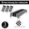 3 Packs Checkered Race Car Party Tablecloths Black and White Checkered Stripes Theme Party Touchdown Table Cover for Motor Racing Birthday Party