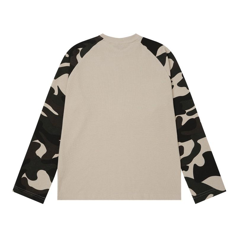 Magic Bear Vintage Camo Crewneck Sweatshirt Loose Fit Long Sleeve Raglan Top Teens
