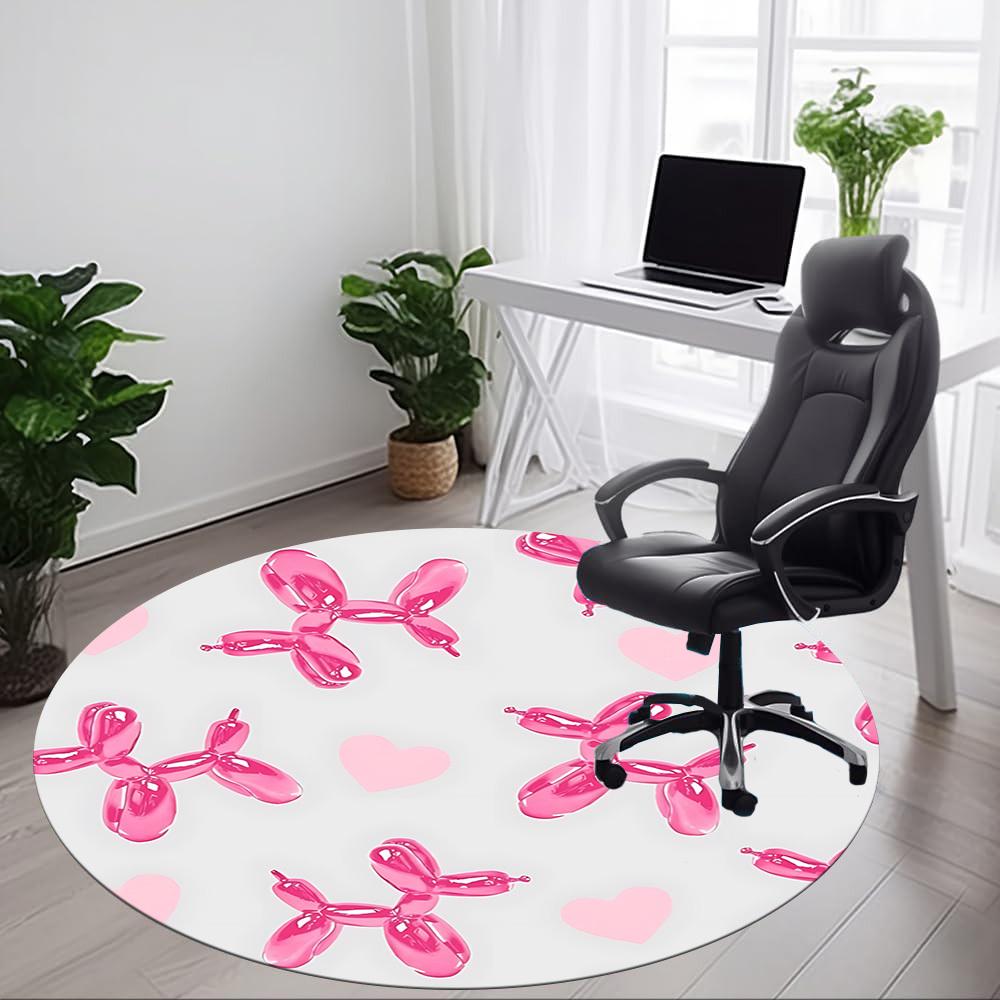 1pc Balloon Dogs Office Round Rug, Carpet for Office, Gaming, Lightweight Round Floor Mat yy260205053