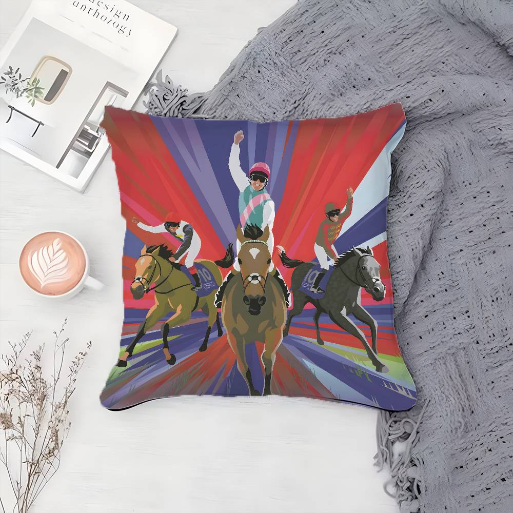 Competition Promotion Horse Racing Pillow Case Printing Pillowcase Living Room Sofa Cushion Cover Bedroom Room Decor