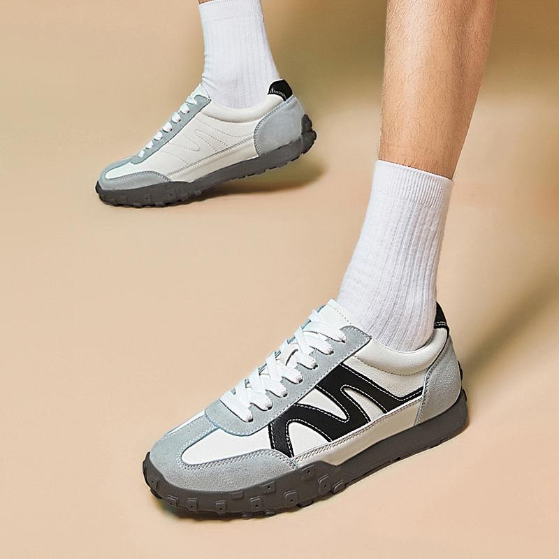 Fashion Designer Men Sneakers Vintage Genuine Leather Male Casual Shoes Lace Up All-match Male Flat Walking Shoes Luxury Men Trainers