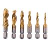 6pcs Metric Thread M3-M10 Titanium Coated HSS Drill and Tap Bits 1/4" Hex Shank Screw Taps Tool Set