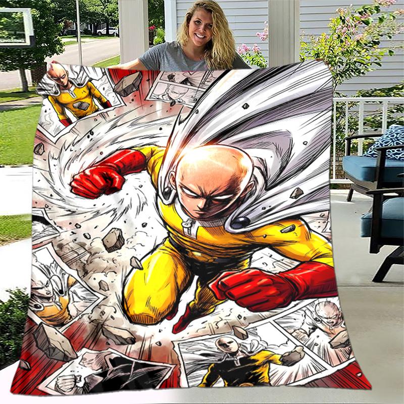 1pc Blanket - One Punch Man Saitama Print Design, Lightweight Blanket for Sofa, Bed- Soft &Warm, Gift for All Seasons