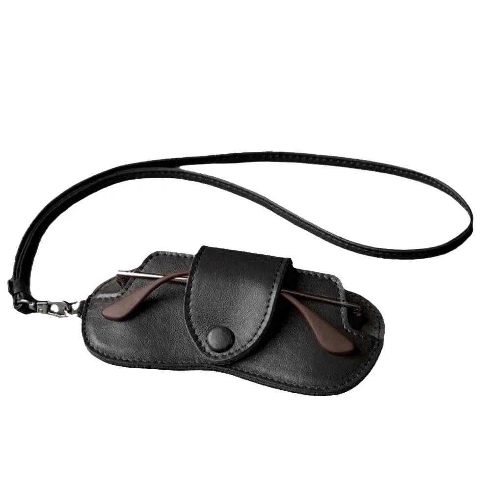 Street Trendy Sunglasses Storage Bag Hanging Neck PU Leather Glasses Bag Outdoor Portable Protective Bag Ladies' Fashion Items