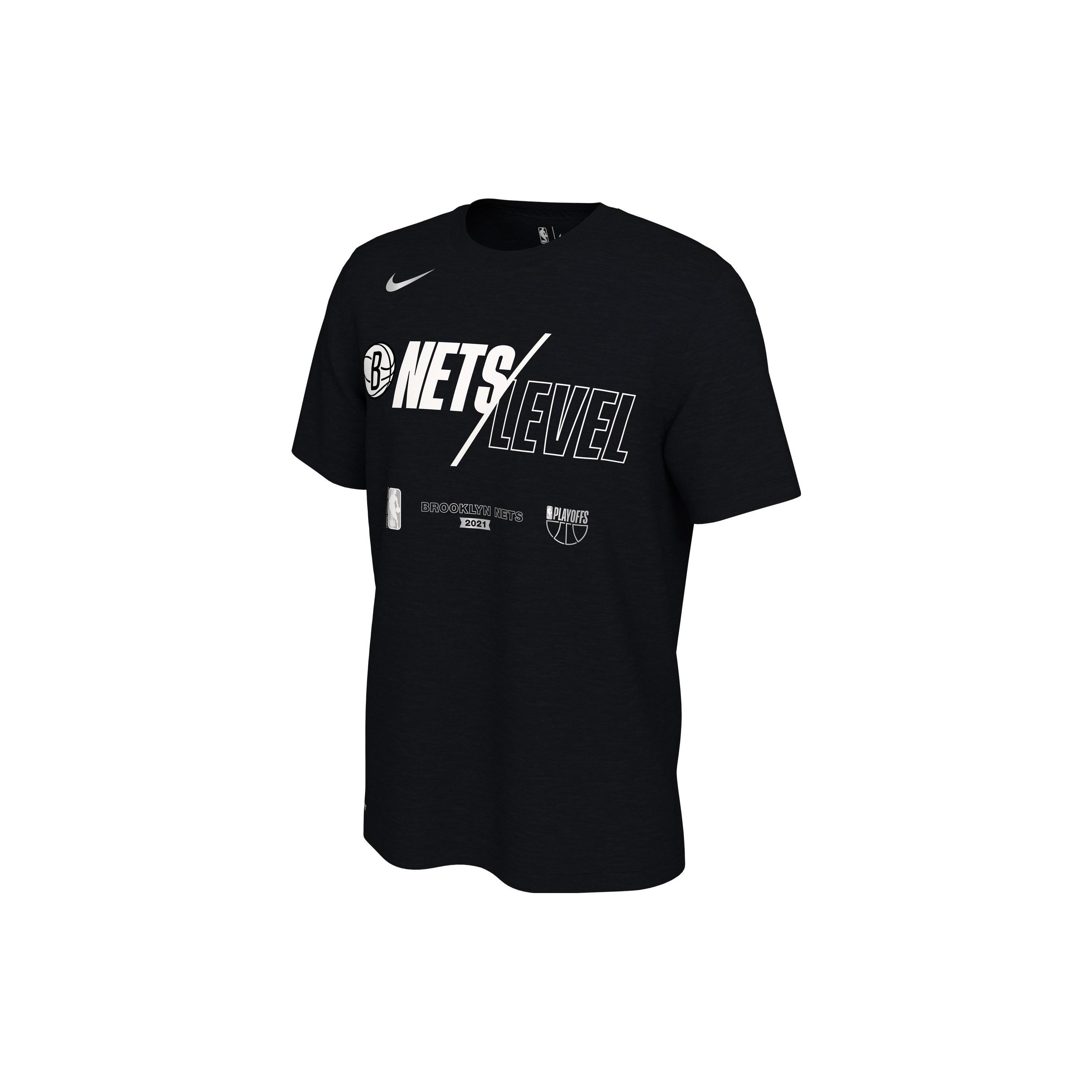 Men s Nike Casual Alphabet Printing Round Neck Pullover Short Sleeve Brooklyn Nets Black T-Shirt DQ8984-010 M