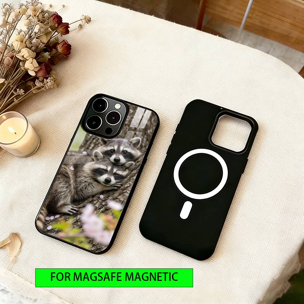 Cute Raccoon Phone Case For iPhone17,16,15,14,13,12,11 Plus,Pro Magnetic with Magsafe Wireless Charging