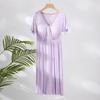 V-Neck Nursing Dress with Insertable Cups for Breastfeeding - Fashionable Postpartum Pajamas