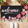 Watercolor Floral Welcome Floor Mat For Terrace Porch Floor Carpet Anti-Slip Washable Kitchen Carpet Home Decoration