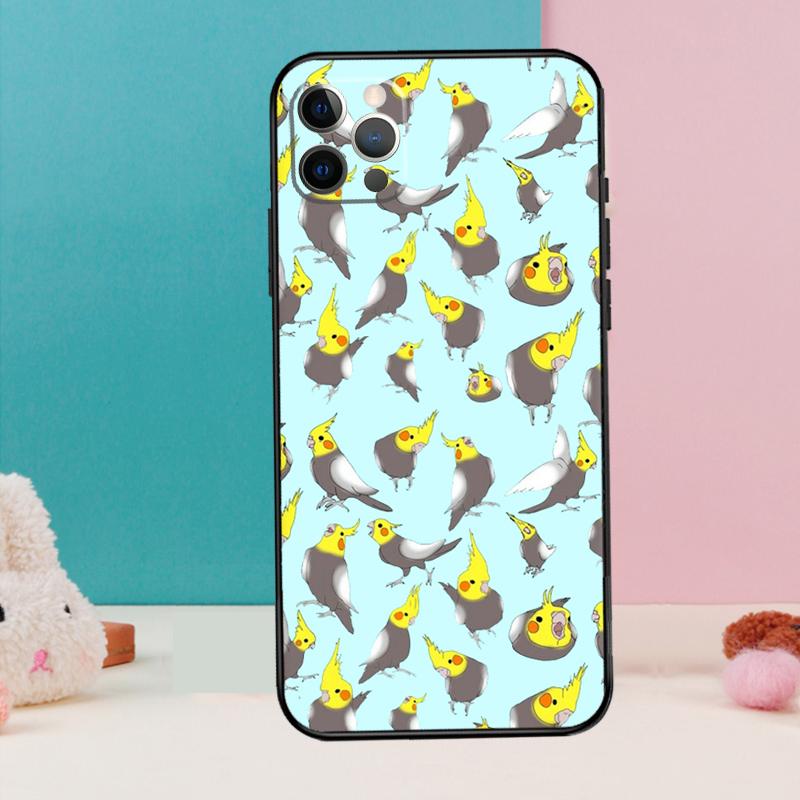 Cartoon Cockatiel Collage Phone Case For iPhone 17 Air 16 15 14 13 11 12 Pro Max 12 13 Mini 15 16 Plus 16e Cover Coque