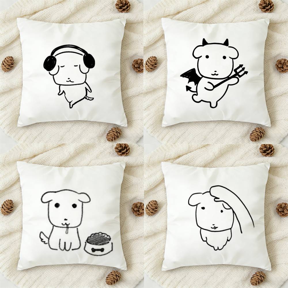 New Cute Ganadi Dog Double-Sided Printed Square Decorative Cushion Cover For Sofa Living Room Home Decor