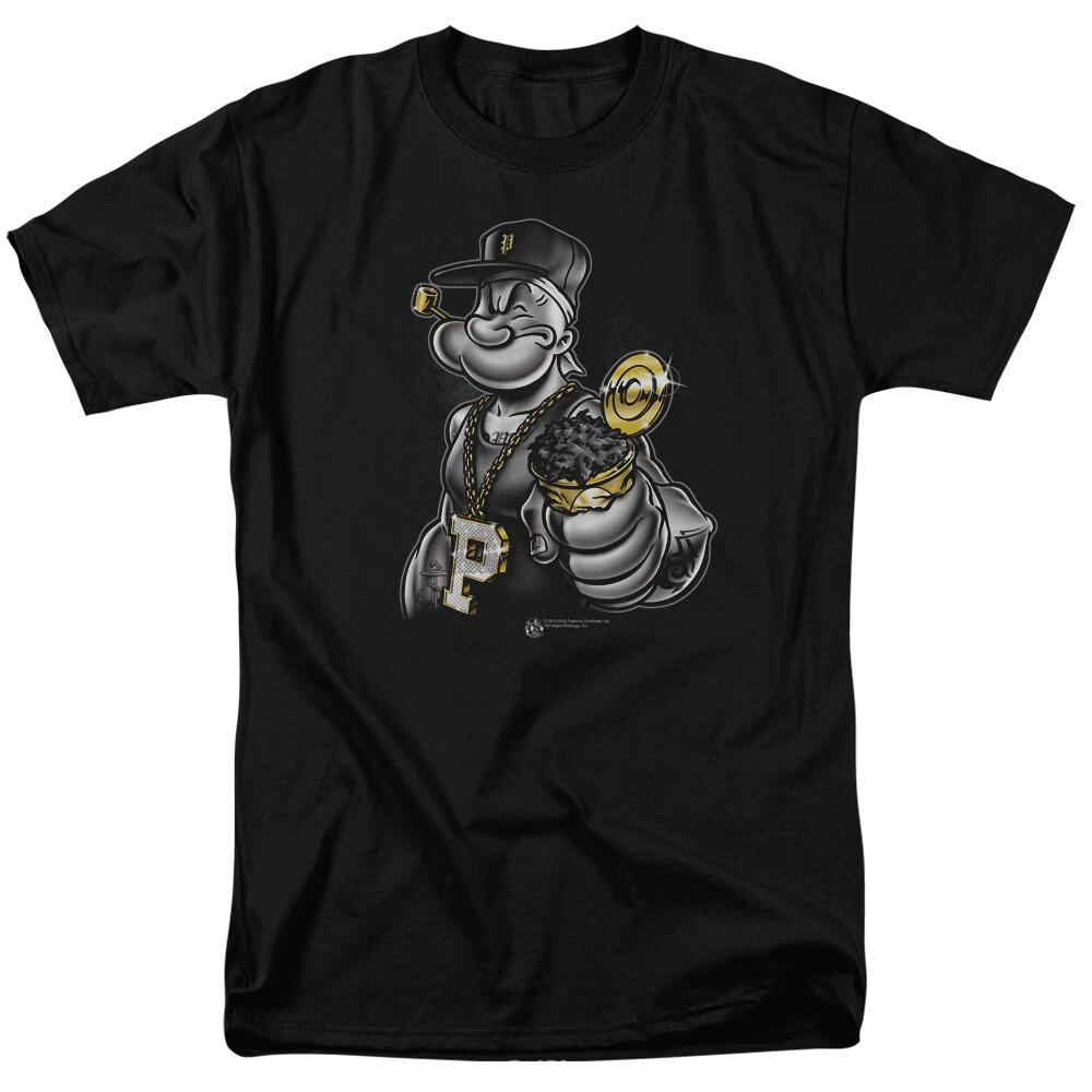 26 Popeye Get More Spinach T Shirt Licensed Comic Cartoon Tee Black Unisex T-Shirt
