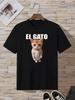 Men039;s Casual Cat Print T-ShirtCrew Neck Short Sleeve Breathable Polyester B Unisex T-Shirt