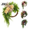 Wedding Gift Garland Artificial Hydrangea Wreath for Front Door 16 Inch Lifelike Floral Seasonal Hanging Decor with Burlap Bow Wall Party Home