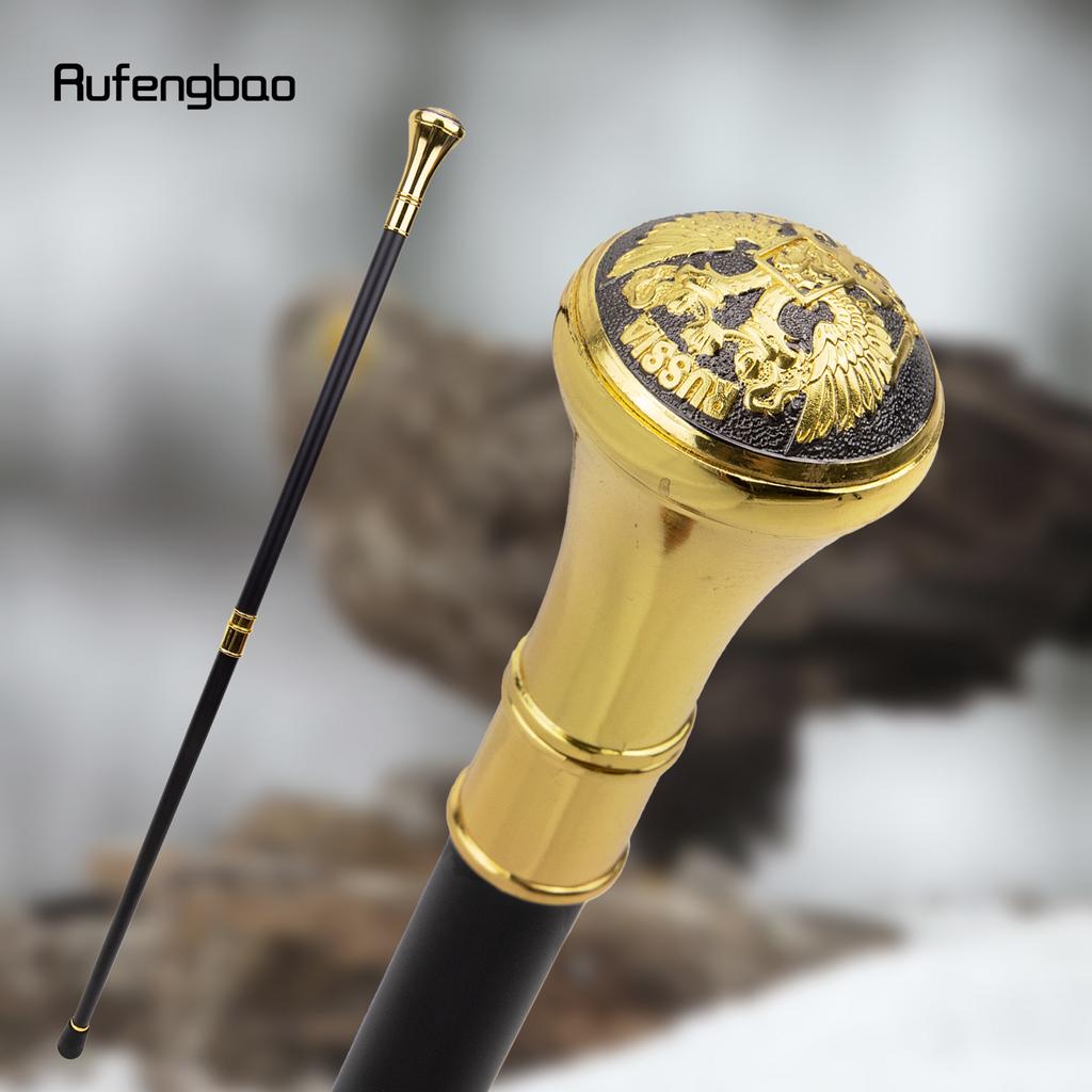 Golden Black Russian Double-Headed Eagle Totem Spazierstock Fashion Stick Gentleman Luxus Crosier Knob Spazierstock 93 cm