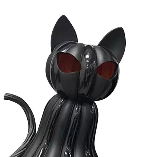 Black Cat Figurine Halloween Table Centerpiece Resin Cat Statue with Spooky Eyes for Party Home Mantel Shelf Decor Cat Lover Gift