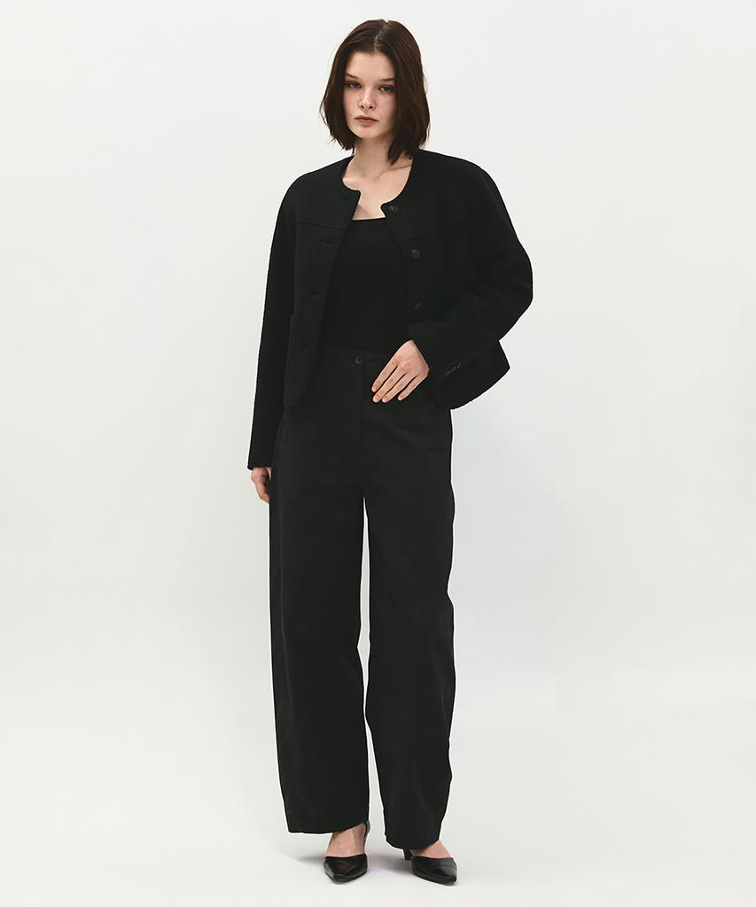 ROUGH SIDE WHITE LABEL Brief Collarless Jacket Black