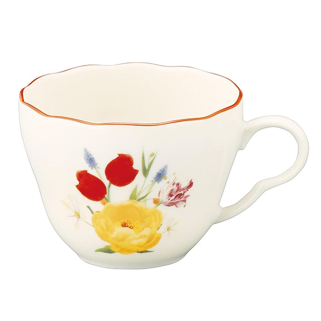 Yamaka Shoten x HIBIYA-KADAN [Flower Language Tulip] Teacup & Saucer, 230ml, Diameter Approx. 9 x 7cm, by Hibiya Kadan FLORIOGRAPHY. A perfect