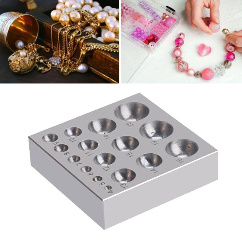 Steel Dapping Block Jewelry Stamping Tool Steel Benching Block Dapping Block Suitable for Jewelers and Craftmakers