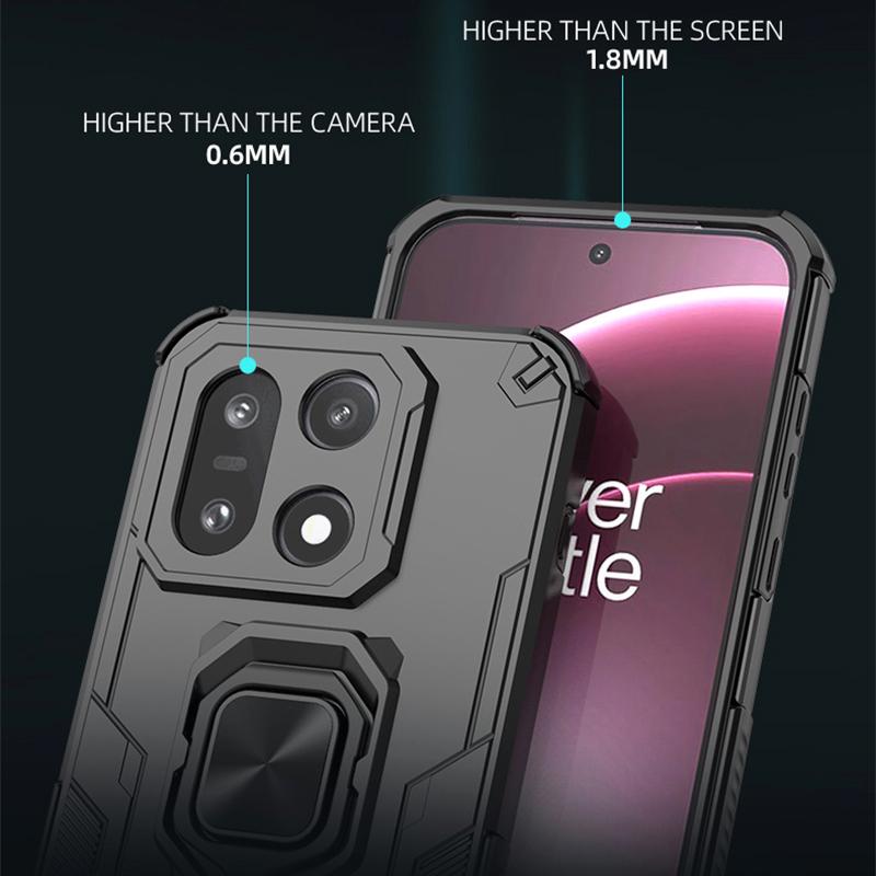KEYSION Shockproof Armor Case for OnePlus 15 5G Silicone+PC Upright Metal Live Ring Stand Phone Back Cover for One Plus 1+ 15