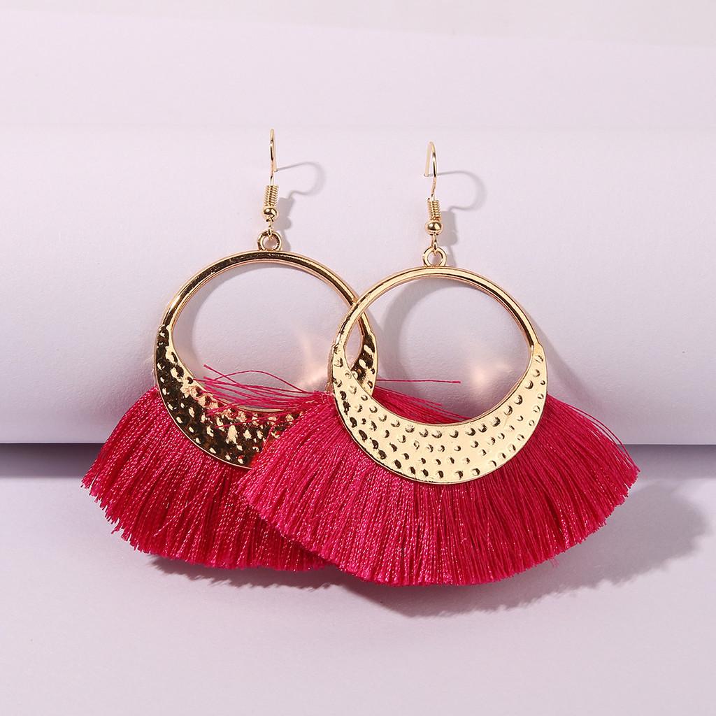 Ethnic Long Artistic Tassel Earrings Alloy Pendant Women Jewelry For Travel