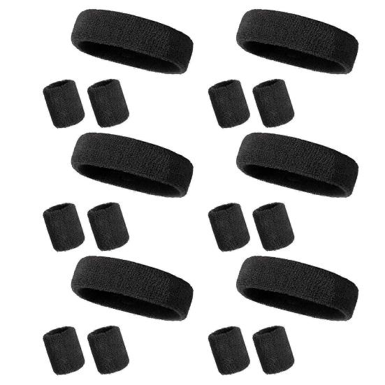 Wristband Headband Set Great Elasticity Absorption Soft Water Solid Color Anti-slip