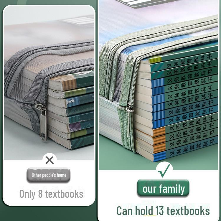 A4 Double Zipper Subject File & Pencil Case - Portable Storage & Organization Bag