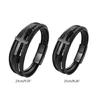 European American Stainless Steel Bracelet Men Crucifix Bracelet Leather Bangle