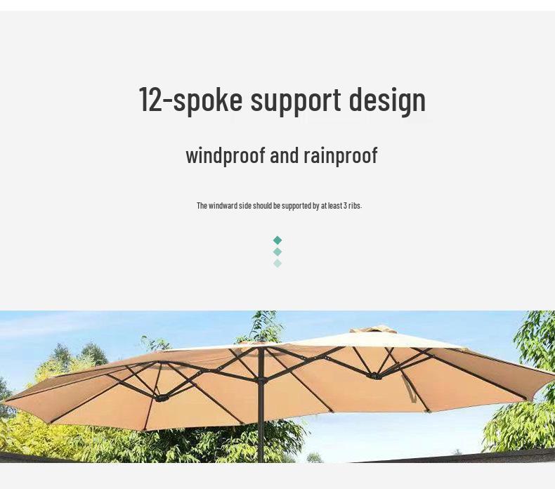 Park Double-Head Sunshade: Large Outdoor Patio, Beach & Street Umbrella with Three-Head Design for Balcony & Terrace