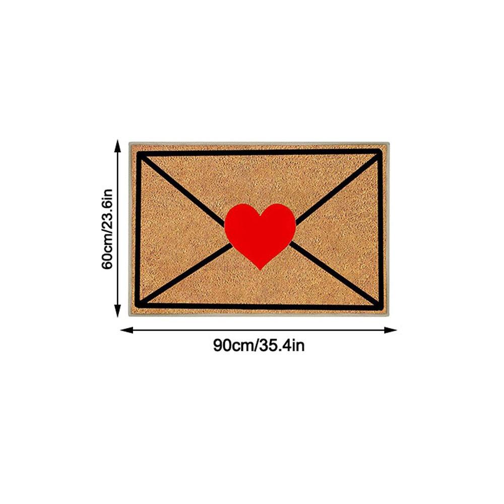 Envelope Heart Valentine Rug Crystal Velvet Wear-Resistant Door Mat Red Love Heart Welcome Floor Mats