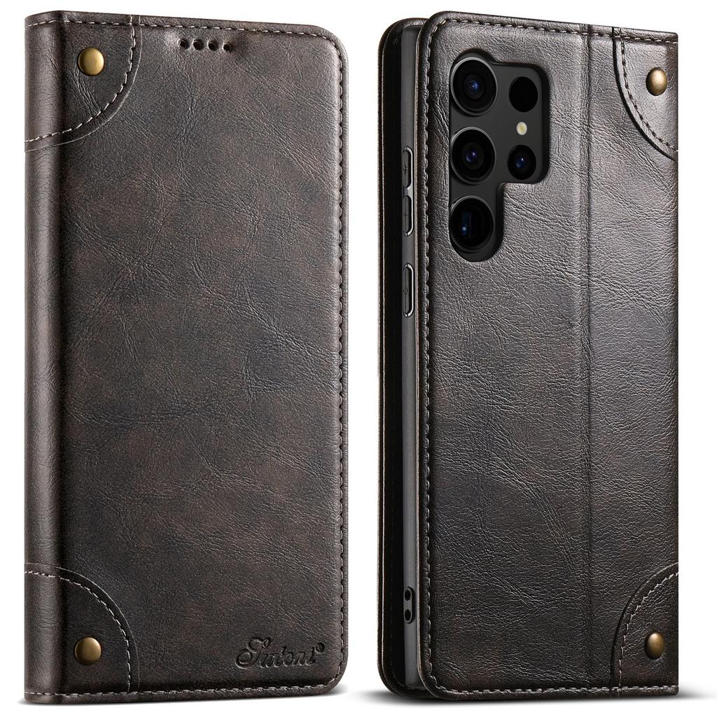 Retro Flip Leather Wallet Phone Case for Samsung Galaxy S25 Ultra S24 Plus S23 S22 Note 20 Ultra Card Holder Stand Soft Shell