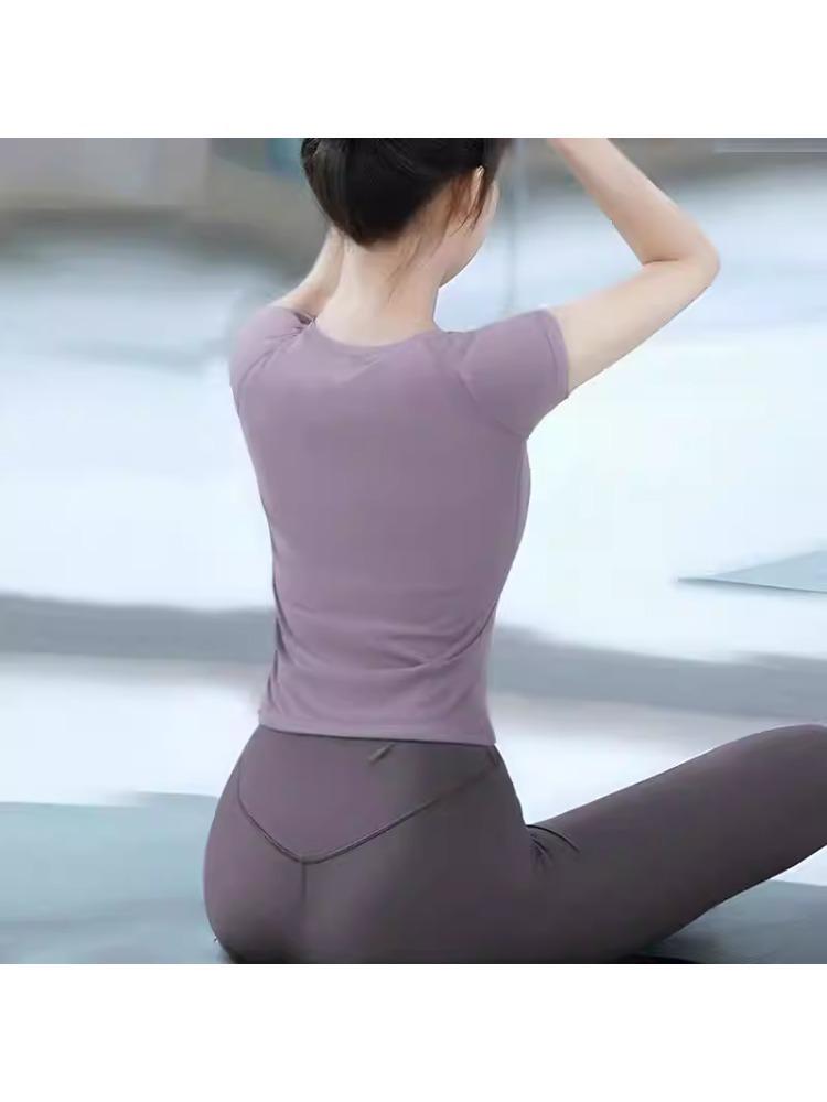 2025 Women's Yoga Clothing Set: Stylish Short Sleeve Top & Running Outerwear for Pilates & Fitness